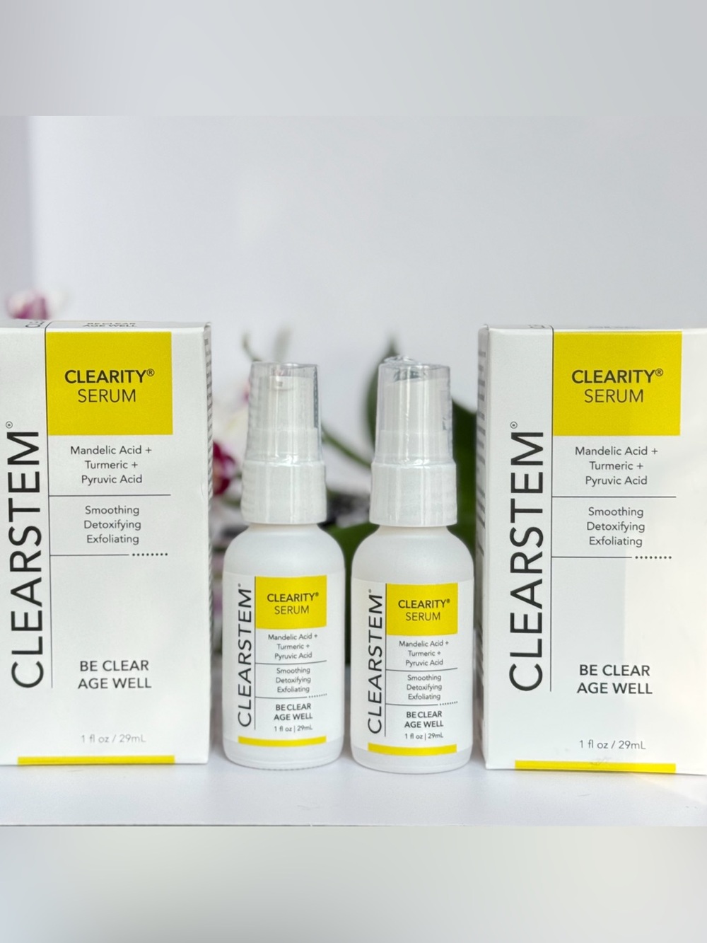 2× Clearstem Clearity Serum Mandelic Acid + Turmeric + Pyruvic Acid – NEW – 1 oz